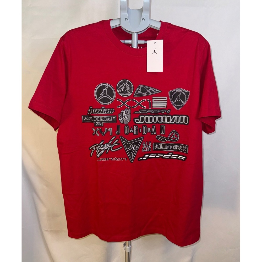 Nike Jordan Mens Graphic T-Shirt Gym Red Black White DX9599-687 Size Small NWT